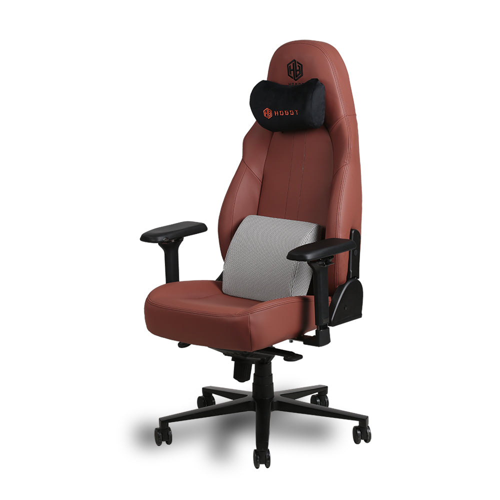 Hobot Espresso Premium Minimalist Lumbar Support and Magnetic Headrest Brown Faux Leather Gaming Chair