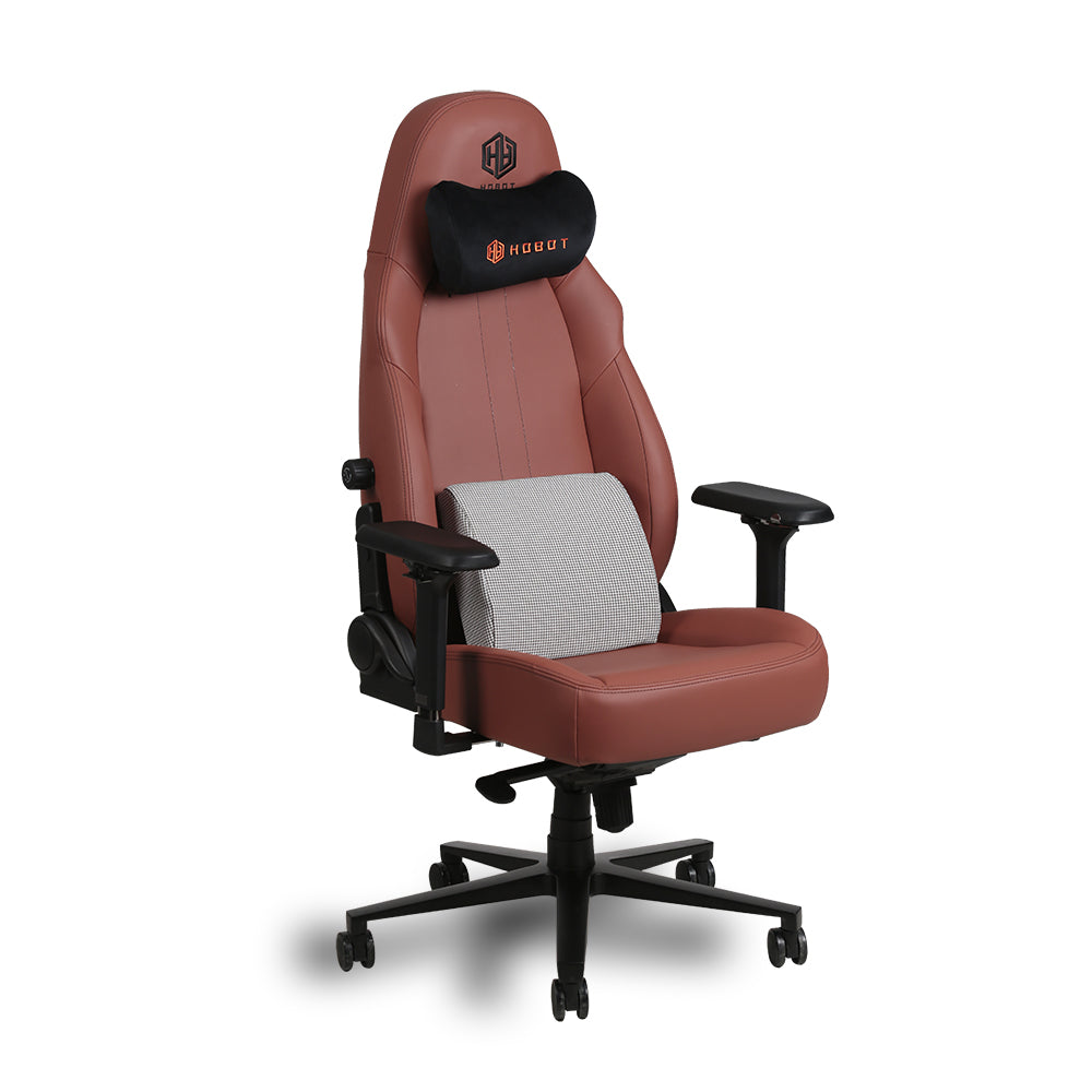 Hobot Espresso Premium Minimalist Lumbar Support and Magnetic Headrest Brown Faux Leather Gaming Chair