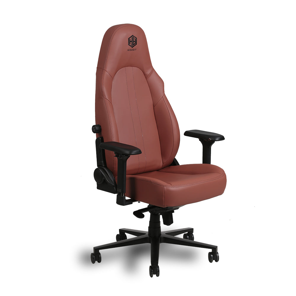 Hobot Espresso Premium Minimalist Lumbar Support and Magnetic Headrest Brown Faux Leather Gaming Chair