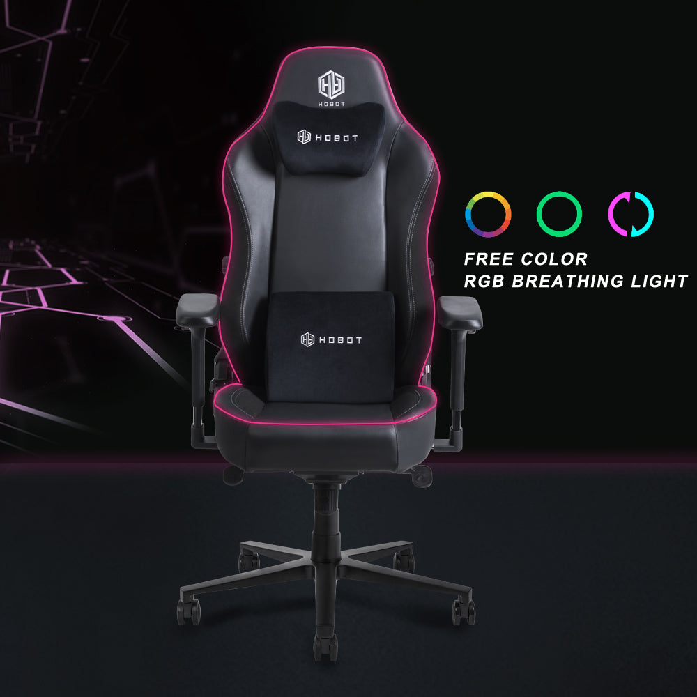 HOBOT Scintillate Factory Wholesale Leather Reclining Gamer Chair LED Light Bar Racer RGB Gaming Chair