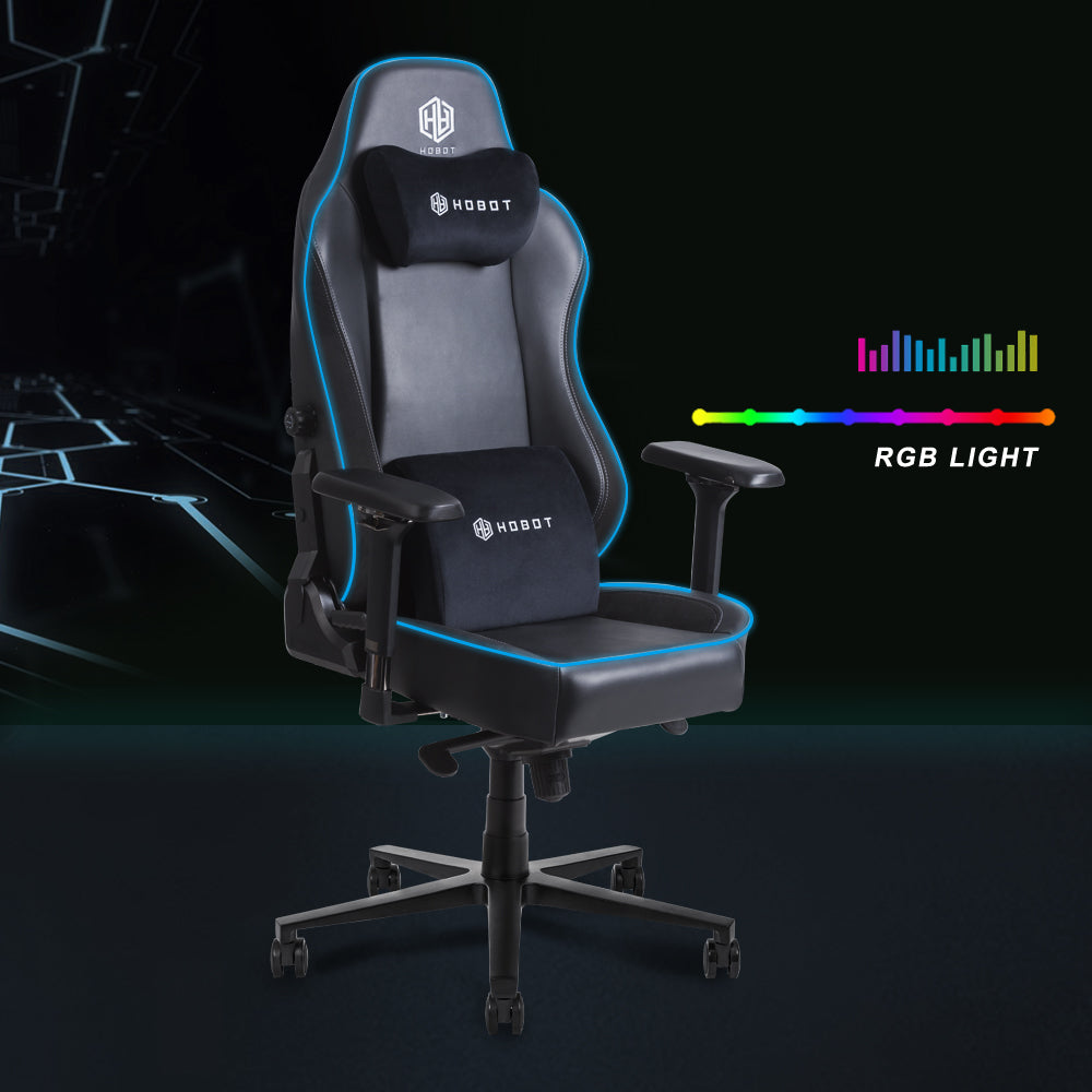 HOBOT Scintillate Factory Wholesale Leather Reclining Gamer Chair LED Light Bar Racer RGB Gaming Chair