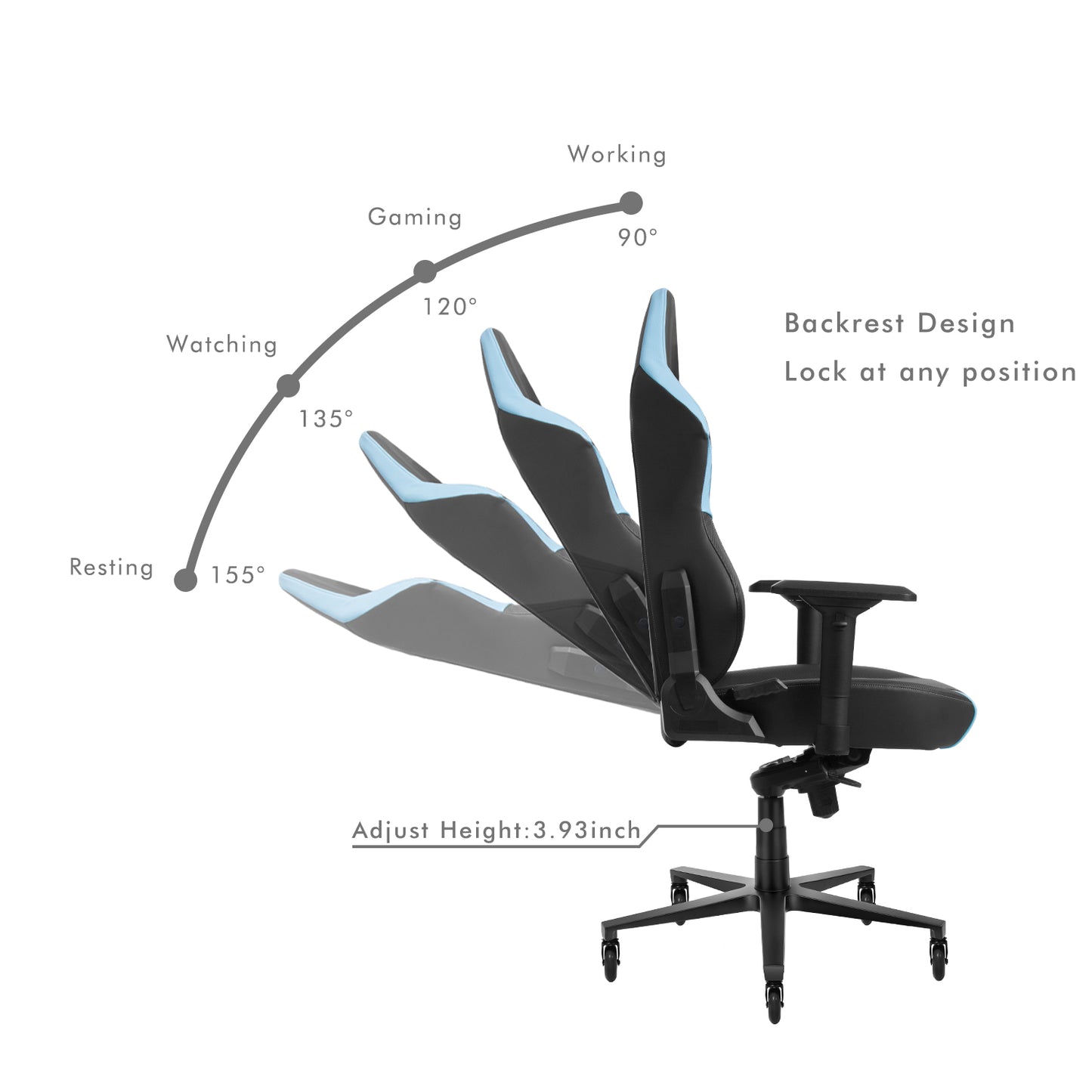 HOBOT Predator E-Sports Chair,Gaming Chair,Racing Office Computer Game Chair,Ergonomic Gaming Chair,Racing Style with Adjustable Recliner and Headrest Lumbar Pillow,Tiffany Blue