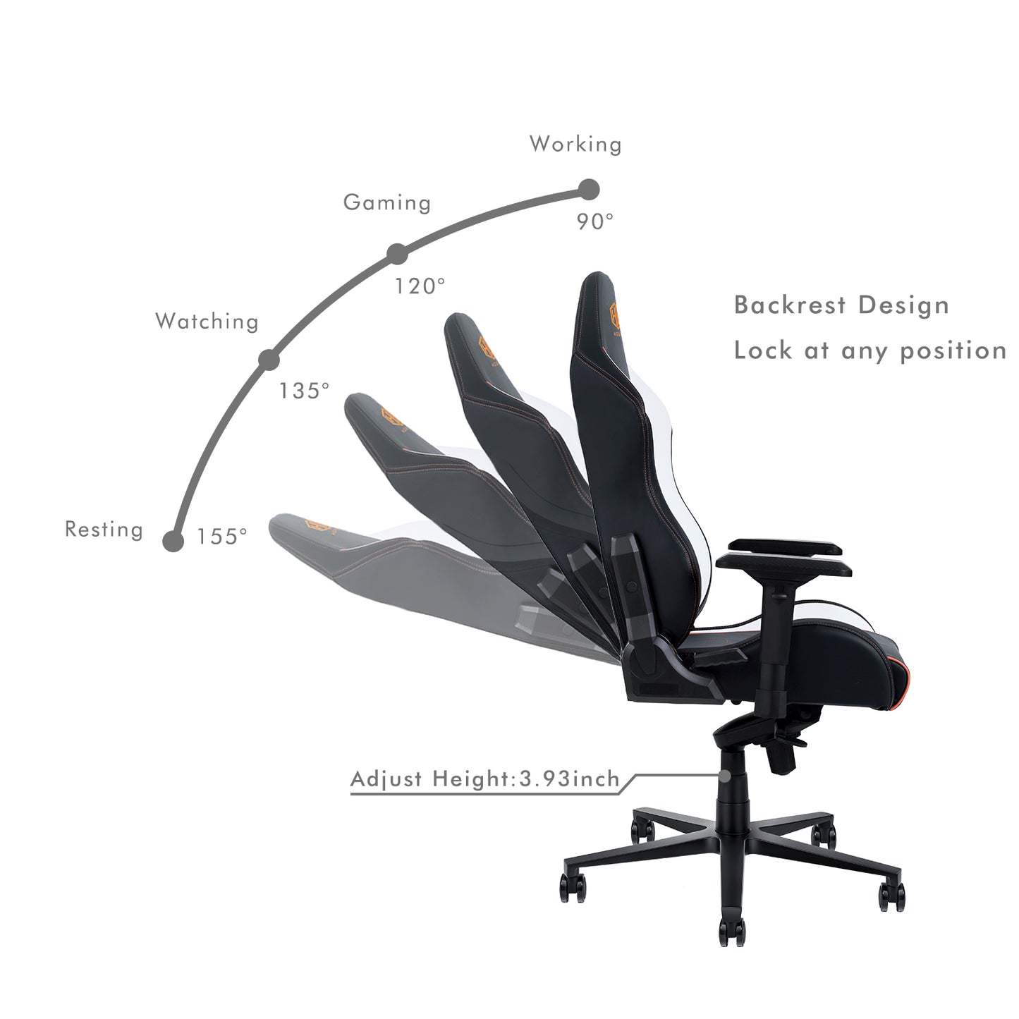 HOBOT Supreme Gaming Chair: Ergonomically Designed for Gaming - Multi-Layered Synthetic Leather ,polyurethane Foam Cushions - 4D Armrests - Steel-Reinforced frame - Black And Orange
