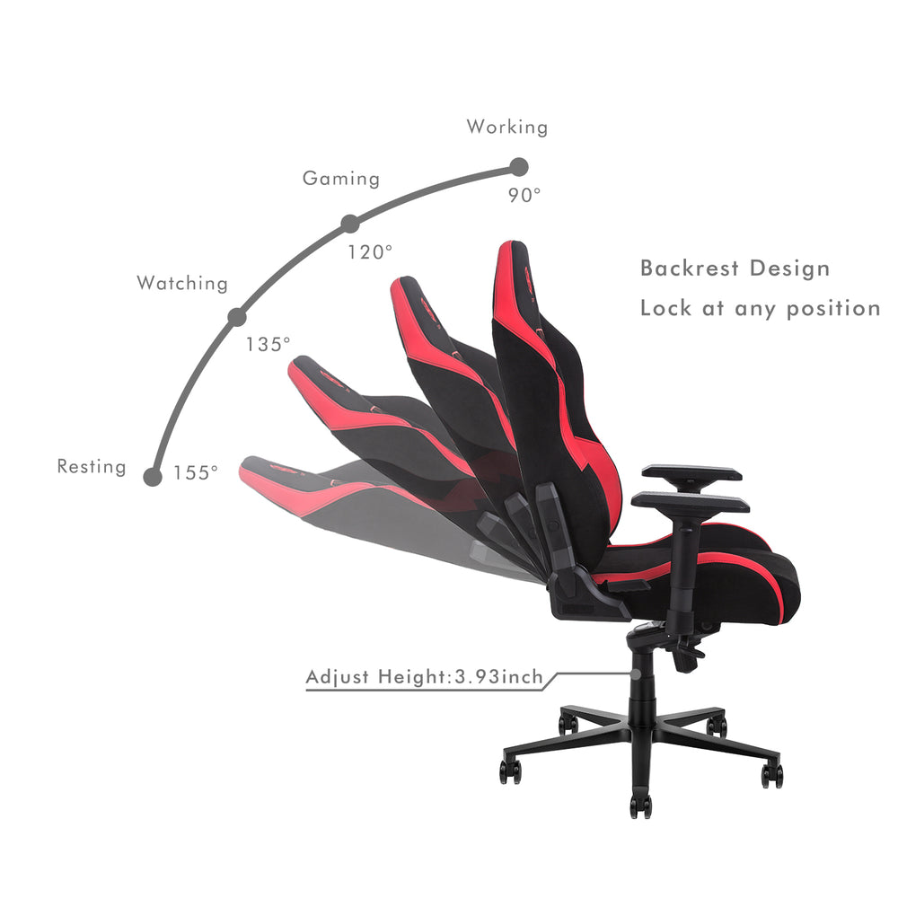 
                  
                    HOBOT Moonraker  Gaming Chair,All-Day Gaming Comfort Optimized Cushion Density,Eco-Friendly Suede - Adjustable 155-degree Recline,Red
                  
                