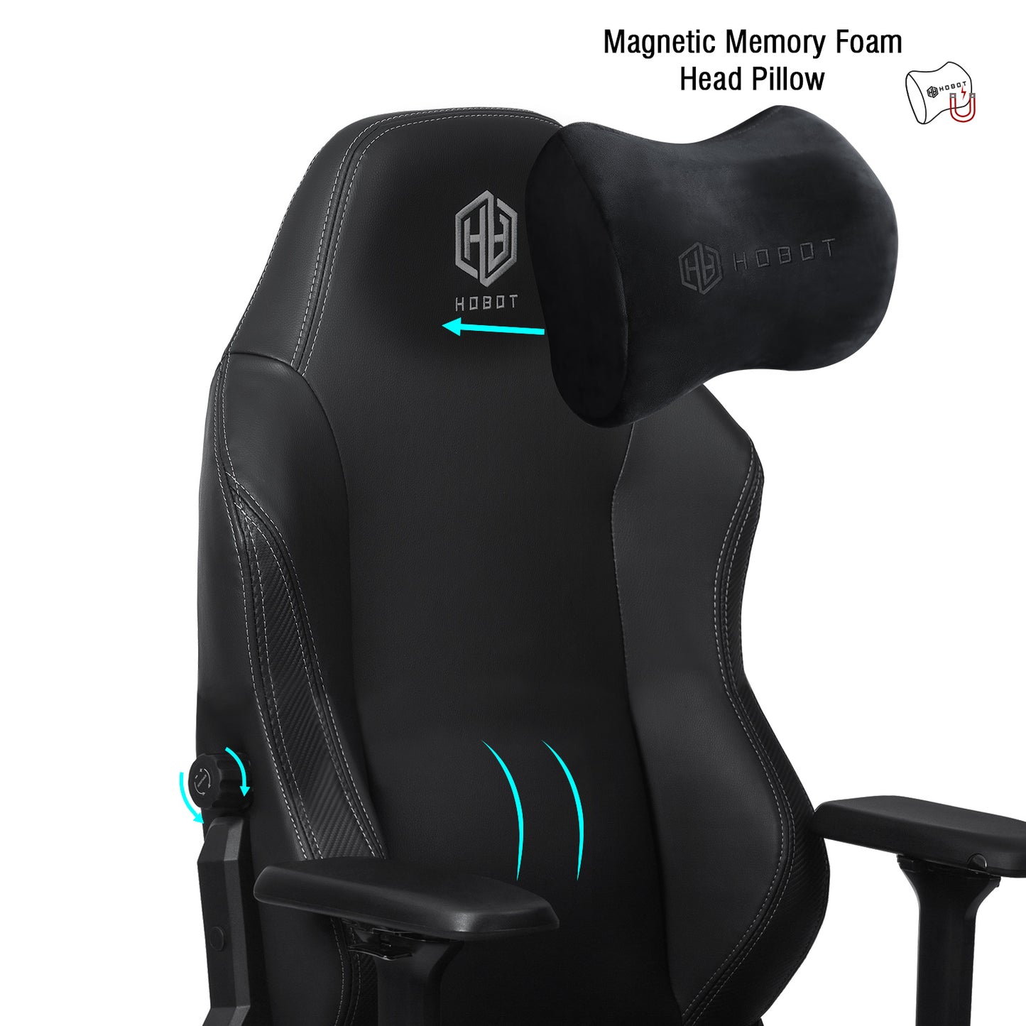 HOBOT Milestone Gaming Chair: Ergonomic Lumbar Support System - Ultra-Soft, PU Leather Foam Cushions - 4D Armrests - Engineered to Carry - Foam Head Cushion - Black