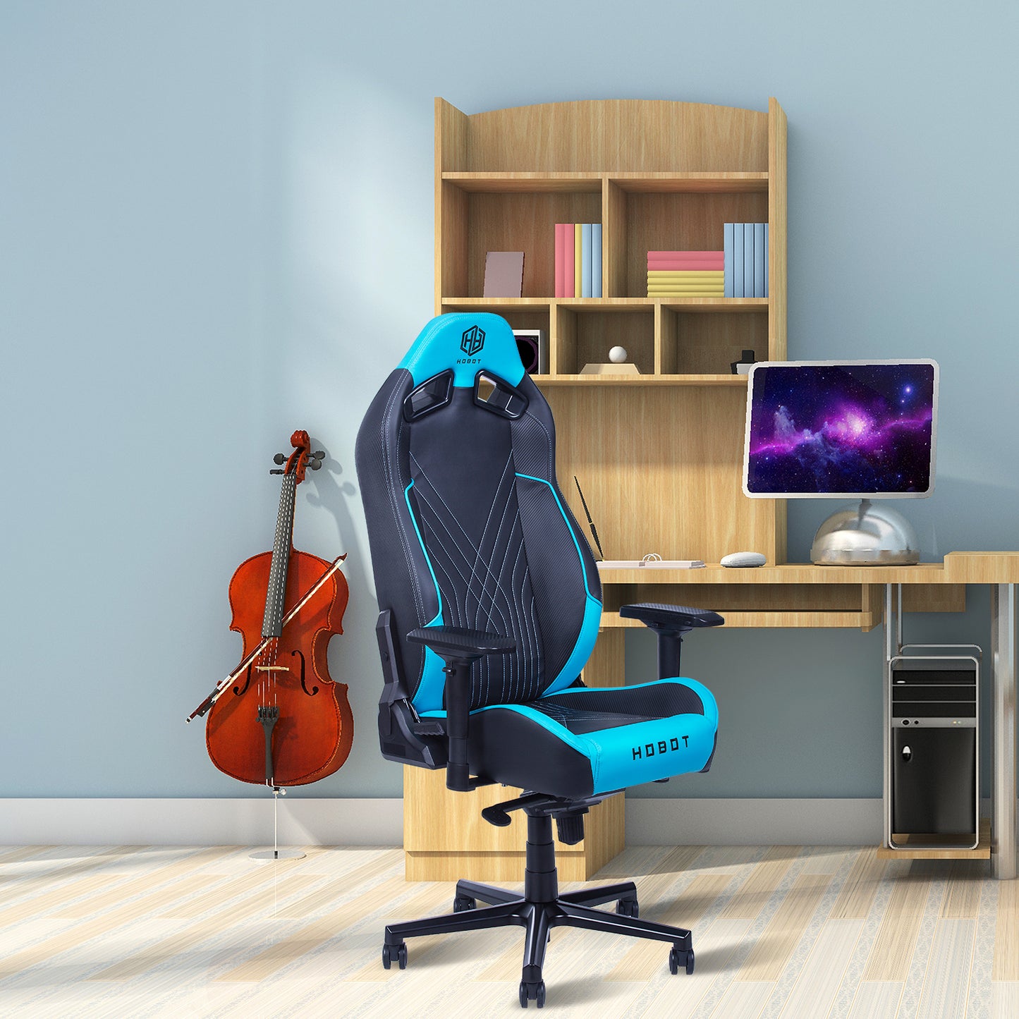 Hobot Flying Shark PU Gaming Chair with Wide Seat Heavy Duty  Chair Adjustable Home Chair