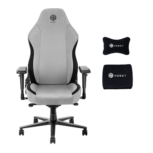 HOBOT Flechazo Gaming Chair Ergonomic Office Chair Headrest Lumbar Support Comfortable High Back Adjustable Reclining Computer Chair,Grey