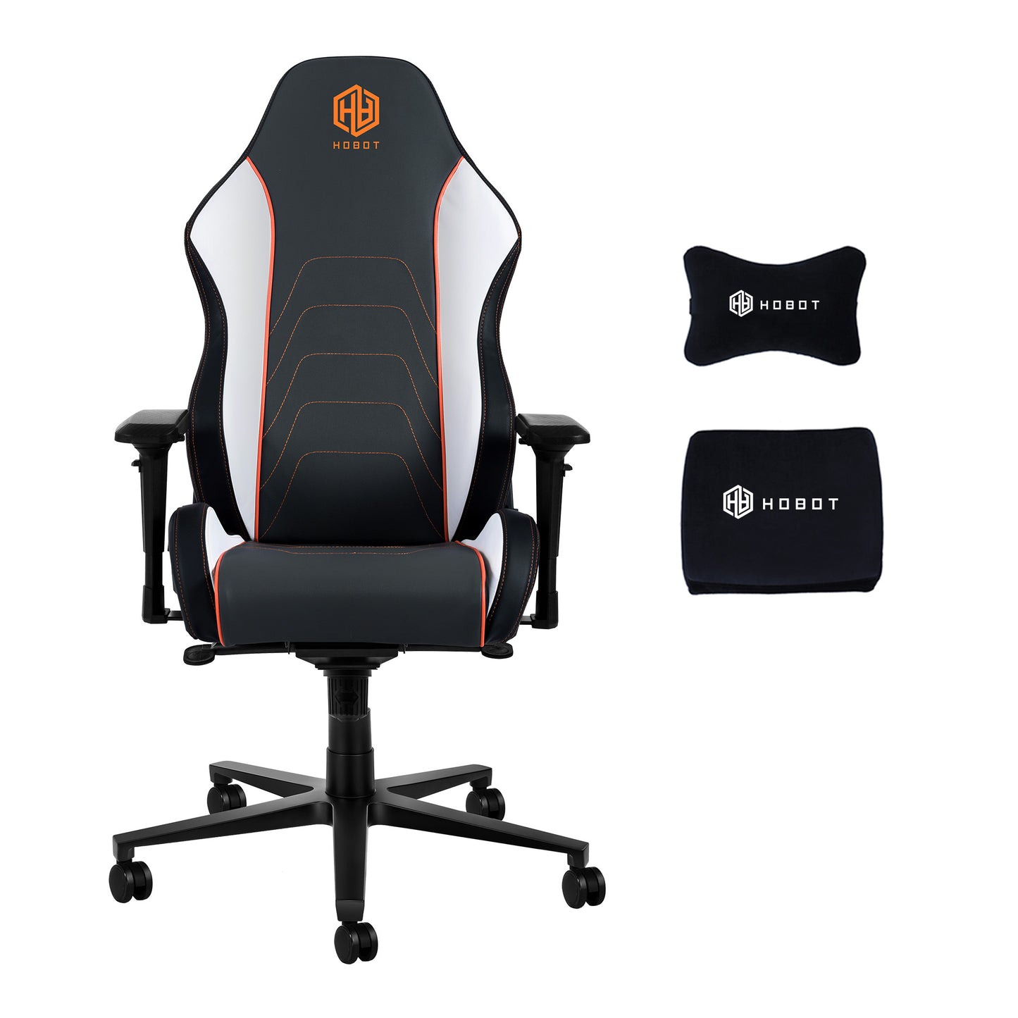 HOBOT Supreme Gaming Chair: Ergonomically Designed for Gaming - Multi-Layered Synthetic Leather ,polyurethane Foam Cushions - 4D Armrests - Steel-Reinforced frame - Black And Orange