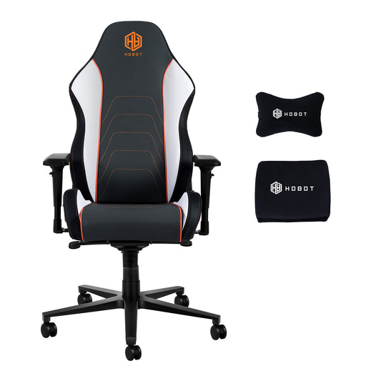 HOBOT Supreme Gaming Chair: Ergonomically Designed for Gaming - Multi-Layered Synthetic Leather ,polyurethane Foam Cushions - 4D Armrests - Steel-Reinforced frame - Black And Orange
