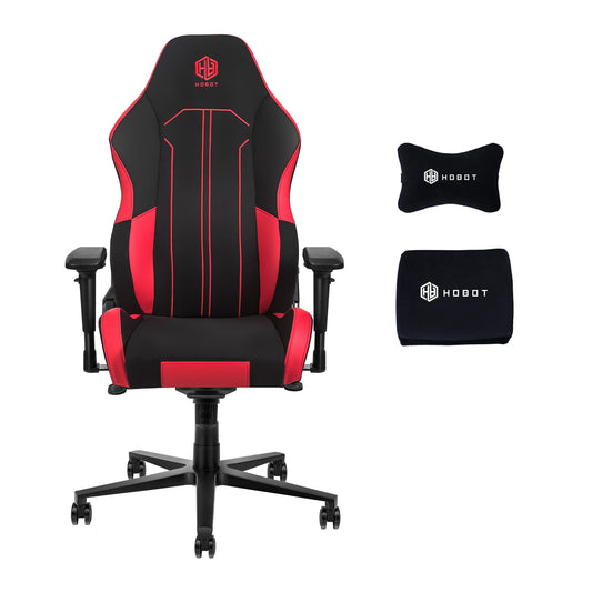 HOBOT Moonraker  Gaming Chair,All-Day Gaming Comfort Optimized Cushion Density,Eco-Friendly Suede - Adjustable 155-degree Recline,Red