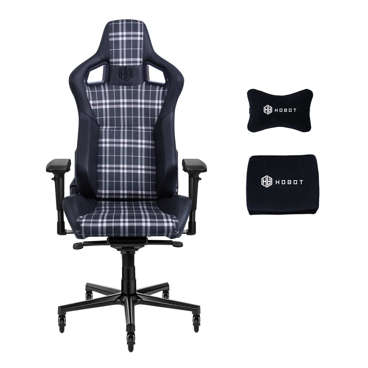 HOBOT Aviator Racing Style Gaming Chair, Reclining Ergonomic Chair，Plaid Cloth