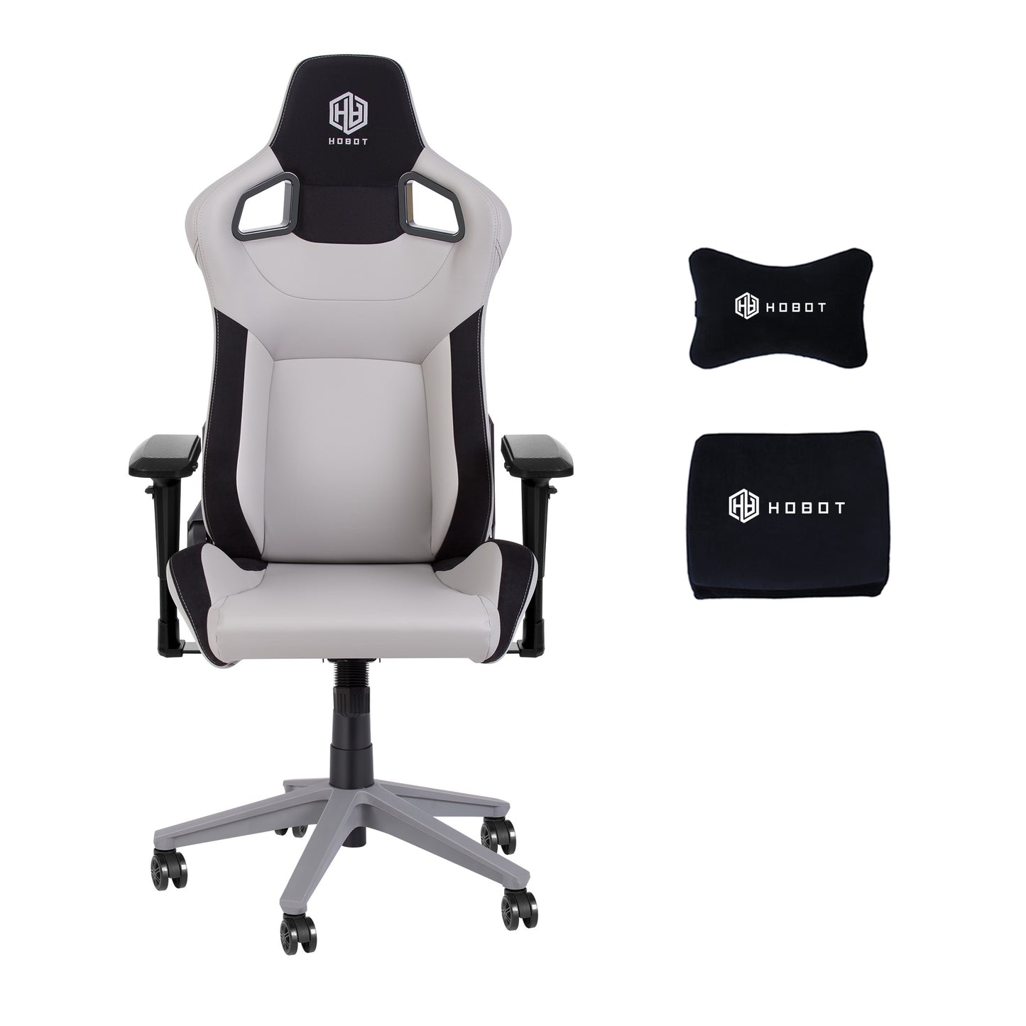 HOBOT Silence Gaming Chair with High Backrest, Recliner, Swivel, Tilt, Rocker & Seat Height Adjustment Mechanisms,Grey
