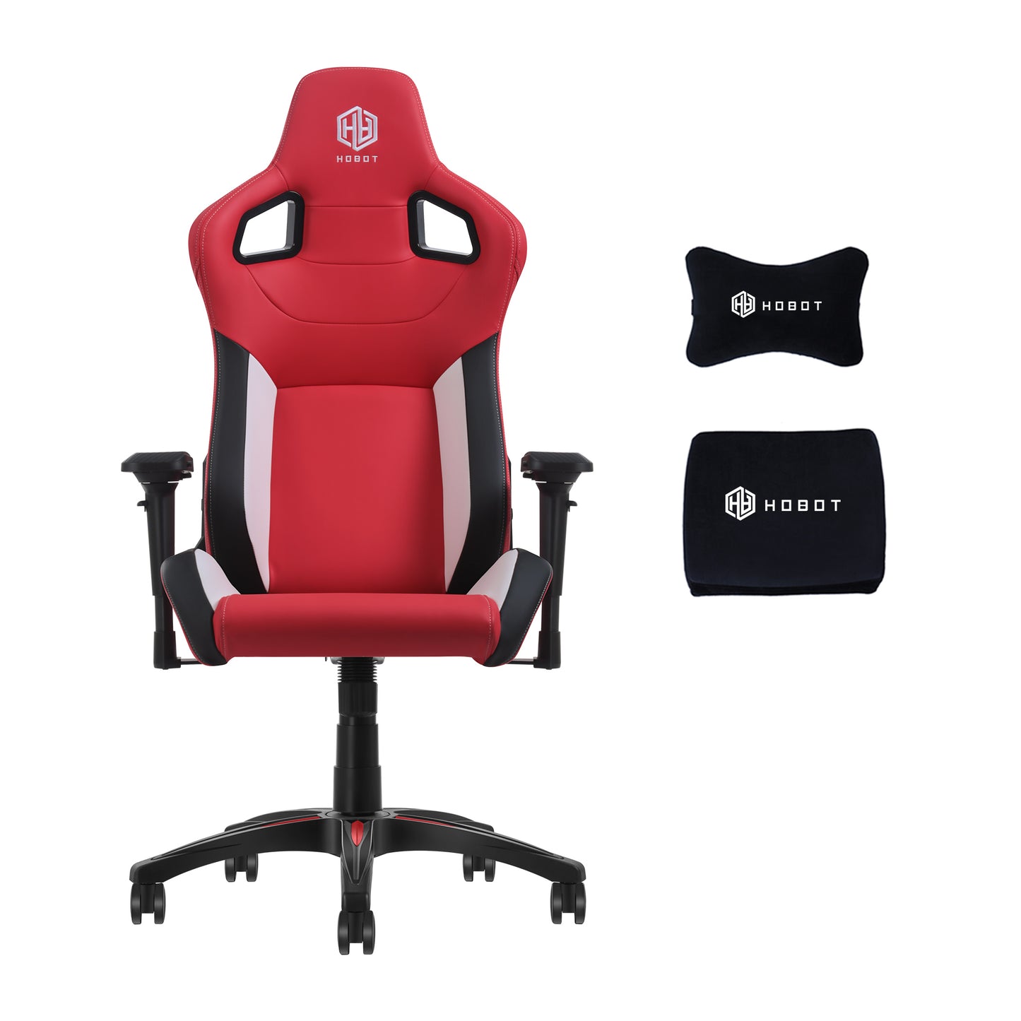 HOBOT Hyperion Gaming Chair, Ergonomic Racing Chair, Executive High Back Office Chair, Adjustable Leather High Back Office Chair, Recliner & Rotatable,Red