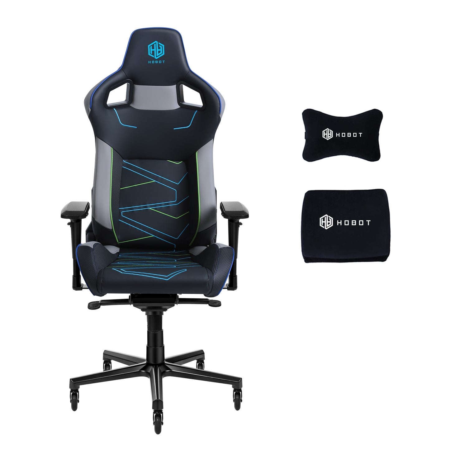 HOBOT Aurora Gaming Chair Ergonomic Office Desk Chair Racing PC Chair High-Back Executive Chair with Adjustable Headrest and Lumbar Support 360 Degree Swivel Recling Computer Chair PU Leather