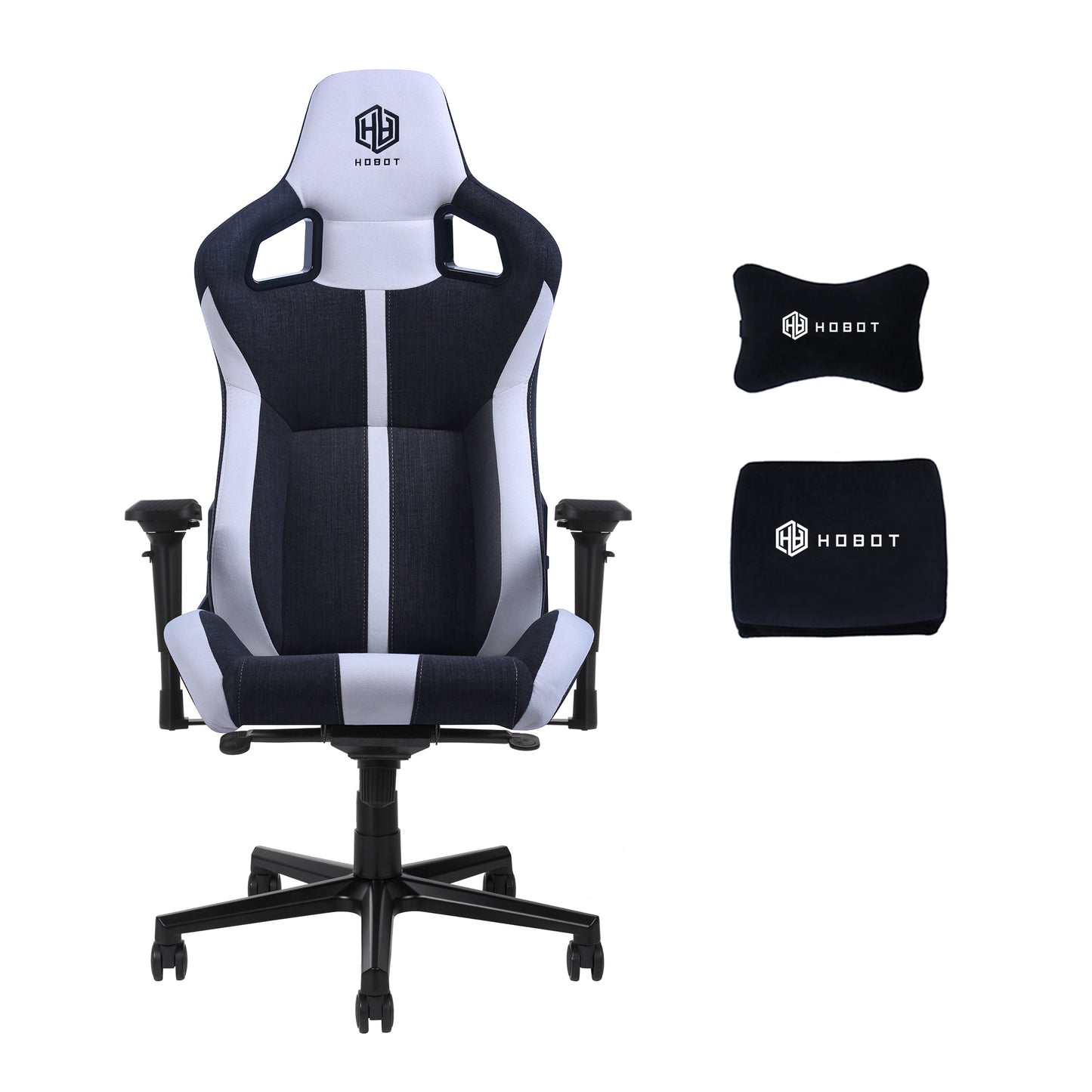 HOBOT Phoebe Fabric Gaming Chair: Ergonomic Lumbar Support System - Ultra-Soft Fabric Foam Cushions - 4D Armrests - Engineered to Carry - Foam Head Cushion - Dark Gray