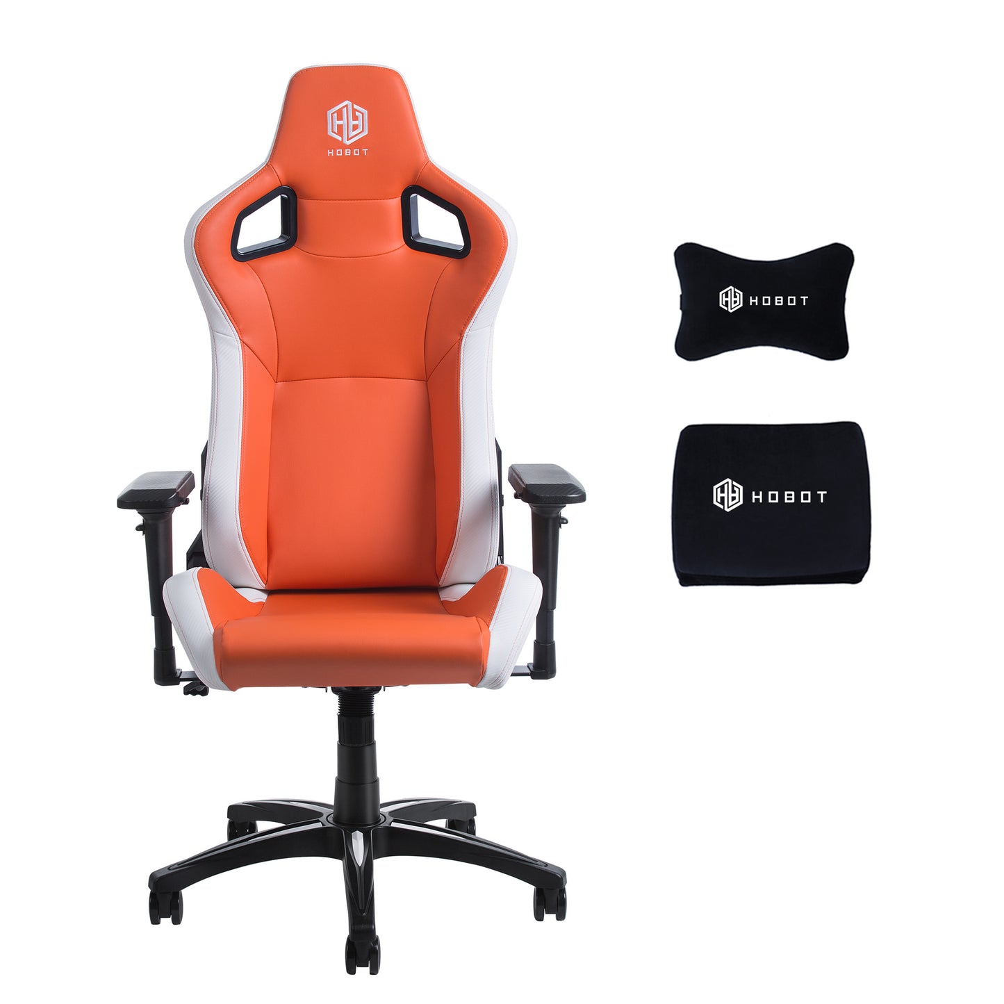 HOBOT Ozzi Gaming Chair Ergonomic Office Chair Headrest Lumbar Support Comfortable High Back Adjustable Reclining Computer Chair Desk Chair PU Leather Swivel Chair,Orange