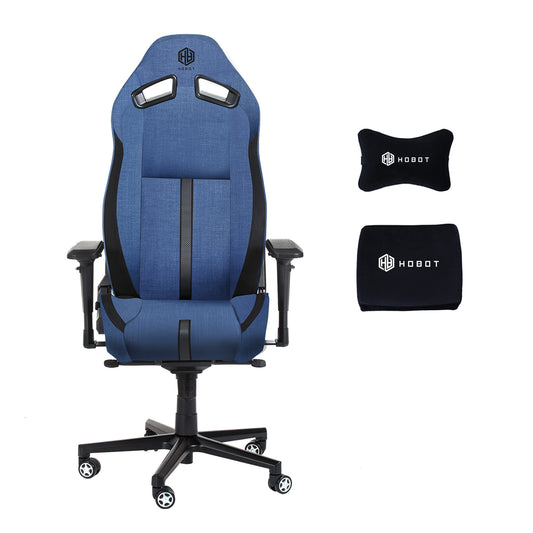 HOBOT Dreamboat Gaming Chair: Ergonomically Designed for Hardcore Gaming - Multi-Layered Cloth Foam Cushions - 4D Armrests - Steel-Reinforced Body - Blue