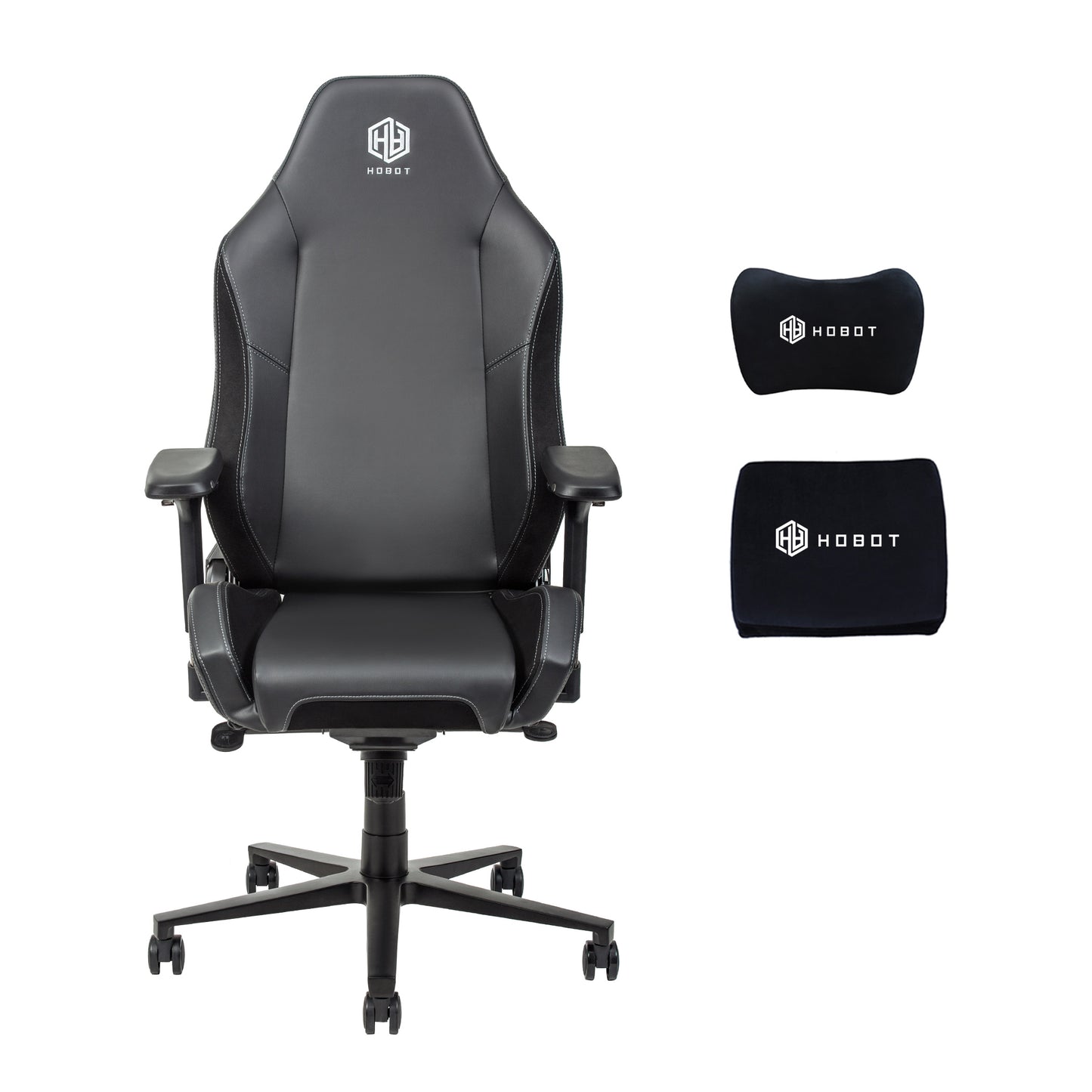 HOBOT Knight Gaming Chair: Ergonomically Designed for Hardcore Gaming - Synthetic Leather Foam Cushions - 4D Armrests - Steel-Reinforced Body - Black