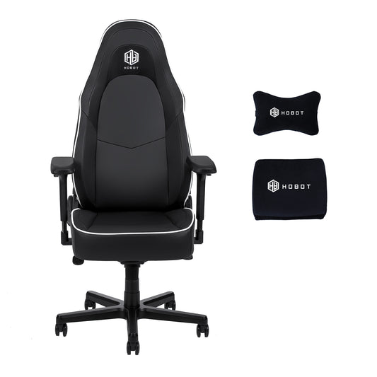 HOBOT Sokach Ergonomic Computer Gaming Chair – PU Leather Desk Chair with Bult-in Lumbar Support, Swivel Office Chair Executive Chair with 4D Armrest and Seat Cushion for Gaming, Study and Working,Black