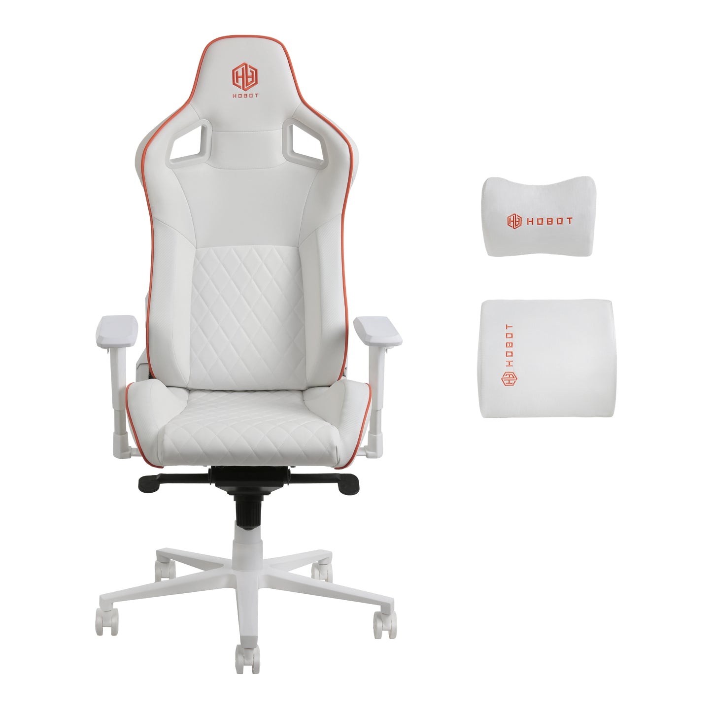HOBOT Flipped Gaming Chair - Ergonomic Office Chair 4D Armrest and Height Adjustable Desk PU Leather Computer Chair with Lumbar Support, White