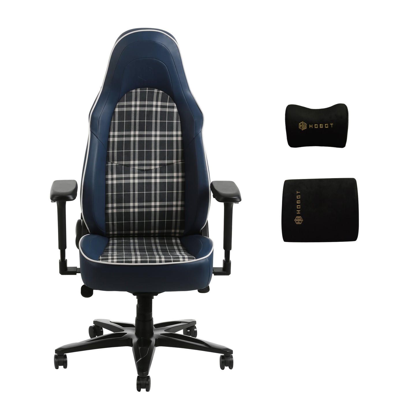 HOBOT Vesper height adjustable magnetic headrest Plaid fabric High Back PU Leather gaming Chair
