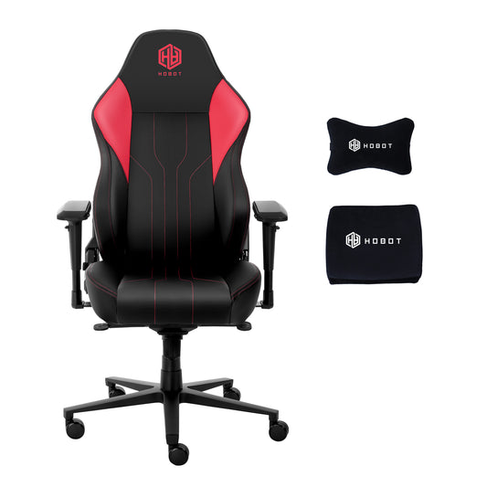 HOBOT Nobel Gaming Chair Racing Style Ergonomic High Back Computer Chair with Height Adjustment,Headrest and Lumbar Support E-Sports Swivel Chair,Red
