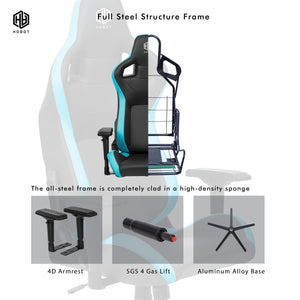 
                  
                    HOBOT Epoch Gaming Chair with Wide Seat, High and Wide Backrest, Recliner, Swivel, Tilt, Rocker and Seat Height Adjustment Mechanisms,Black and Blue
                  
                