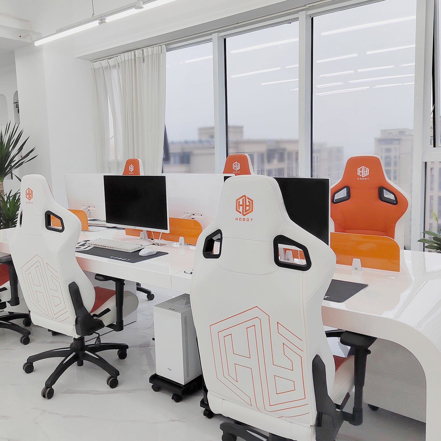 HOBOT Ozzi Gaming Chair Ergonomic Office Chair Headrest Lumbar Support Comfortable High Back Adjustable Reclining Computer Chair Desk Chair PU Leather Swivel Chair,Orange