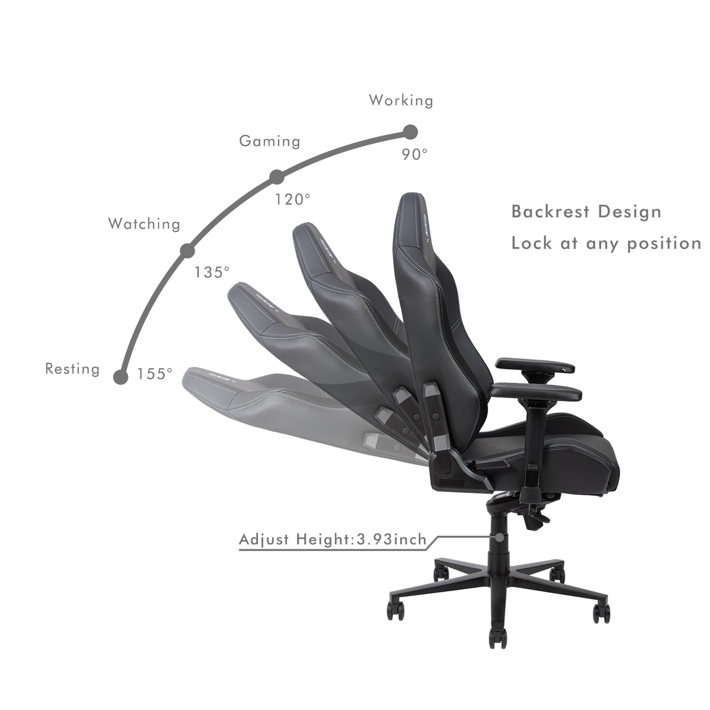 HOBOT Knight Gaming Chair: Ergonomically Designed for Hardcore Gaming - Synthetic Leather Foam Cushions - 4D Armrests - Steel-Reinforced Body - Black