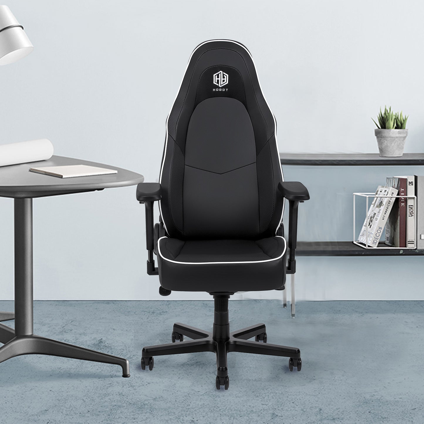 HOBOT Sokach Ergonomic Computer Gaming Chair – PU Leather Desk Chair with Bult-in Lumbar Support, Swivel Office Chair Executive Chair with 4D Armrest and Seat Cushion for Gaming, Study and Working,Black