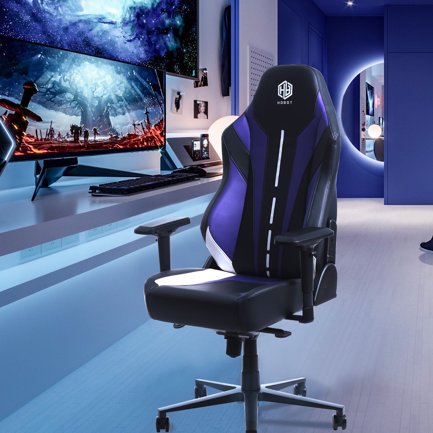 HOBOT Milkyway Swivel style office ergonomic PU leather gaming chair