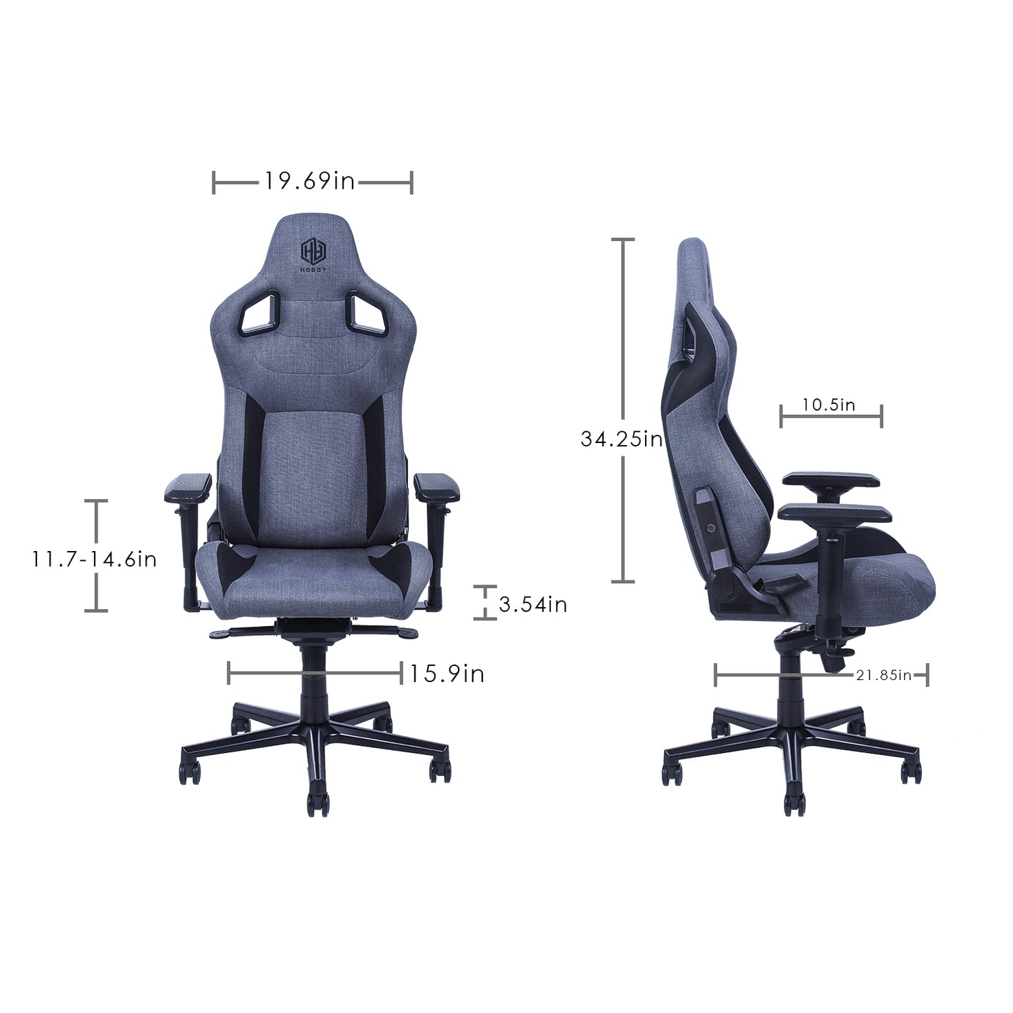 Hobot Gentalman Ergonomic Gaming Chair Fabric Racing Office Computer Chair 4D Adjustable Armrests