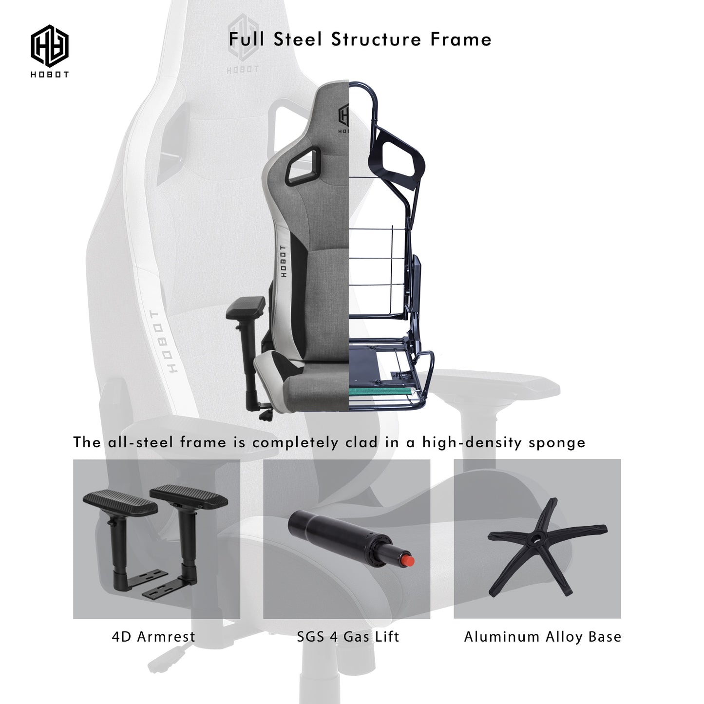 HOBOT Apricity Ergonomic Computer Gaming Chair – Cloth Desk Chair with Lumbar Support, Swivel Office Chair Executive Chair with 4D Armrest and Seat Cushion for Gaming, Study and Working