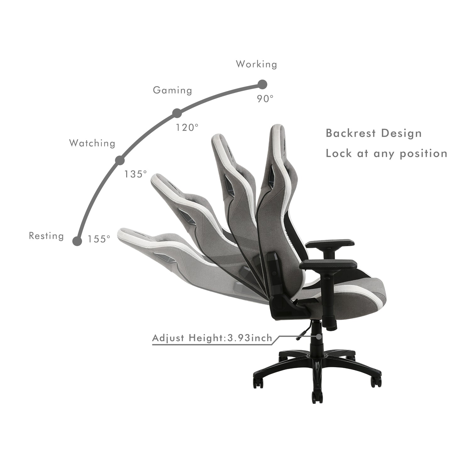 HOBOT Apricity Ergonomic Computer Gaming Chair – Cloth Desk Chair with Lumbar Support, Swivel Office Chair Executive Chair with 4D Armrest and Seat Cushion for Gaming, Study and Working