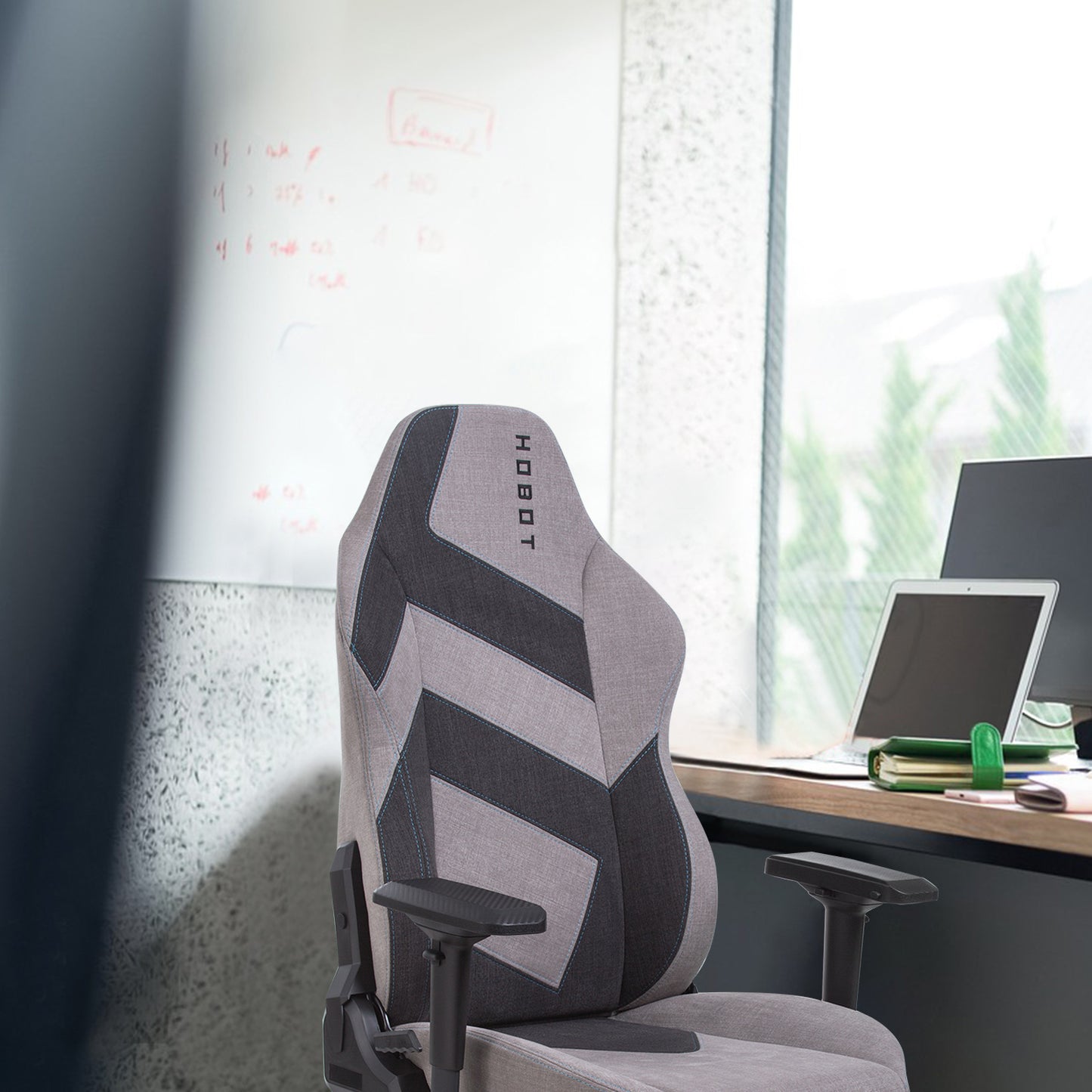 Hobot Spectre Fabric Racing Style Gaming Chair, Reclining Ergonomic Chair, in Gray
