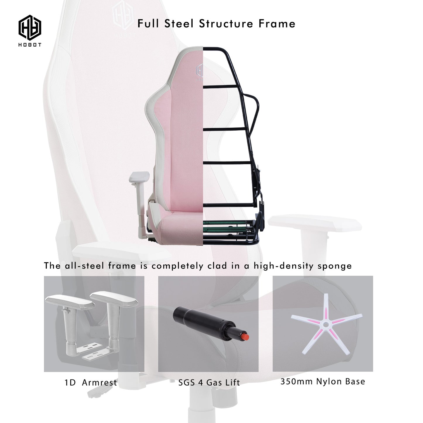 HOBOT FAIRY pink & white leather and fabric Gaming Chair