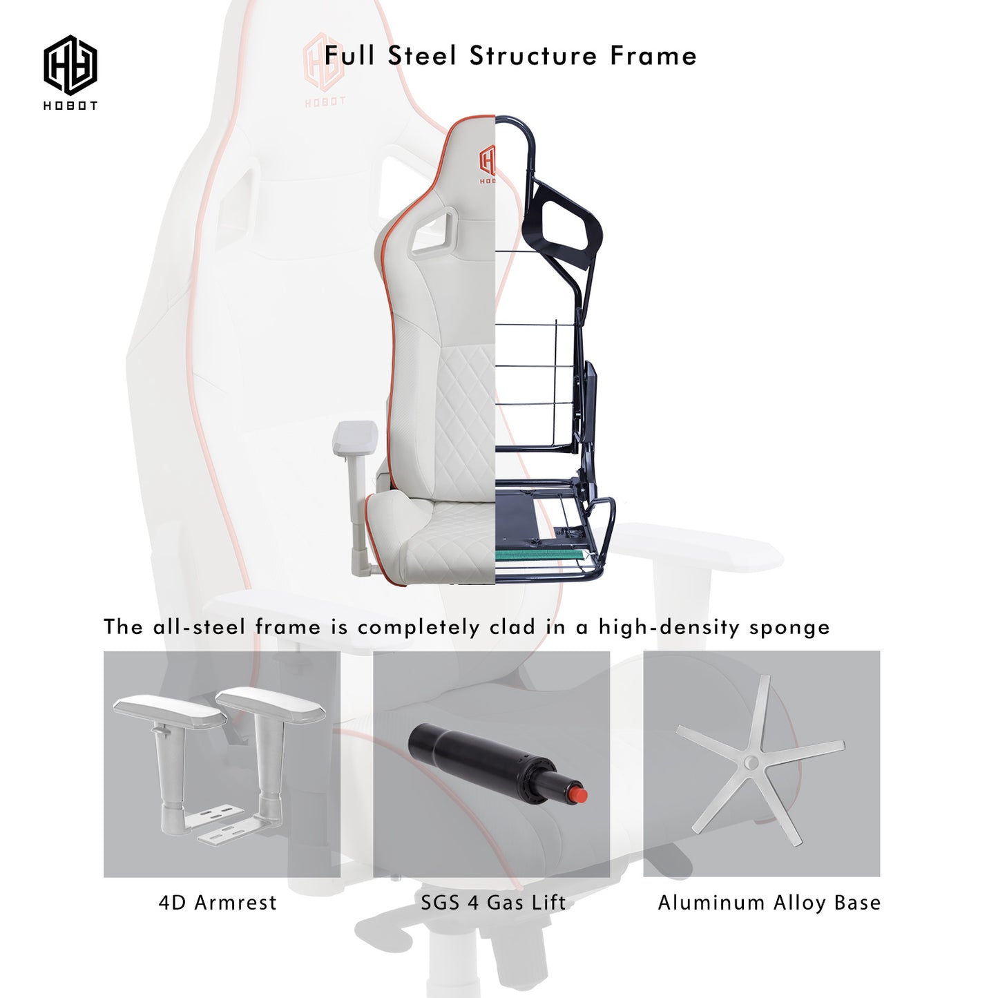 HOBOT Cherubic Computer PC gamer Racing Style Ergonomic Gaming Chair,White