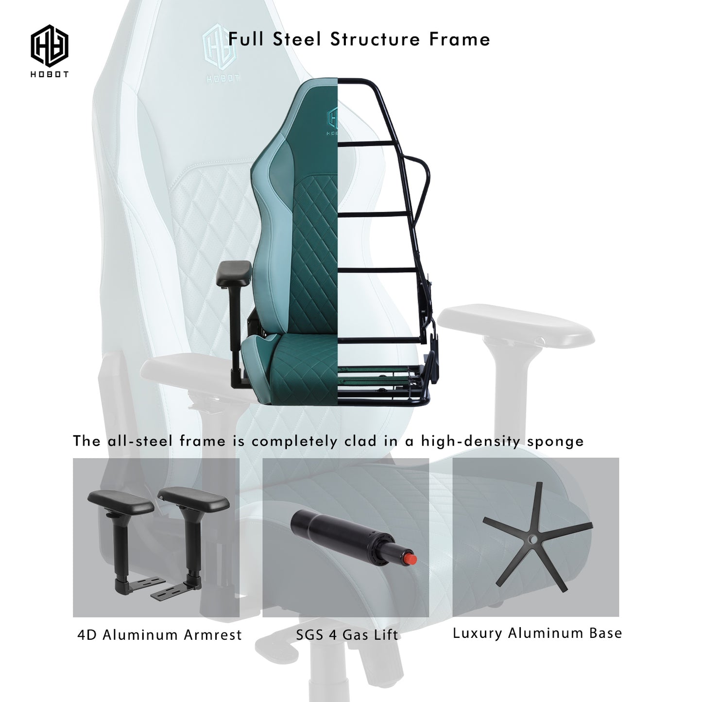 HOBOT Kilig Gaming Chair for Computer Game, Office and Racing Style Gamer, Comfy Ergonomic 360° Swivel Reclining High Back Chairs with Armrest Backrest Headrest Lumbar Support PU Leather,Green