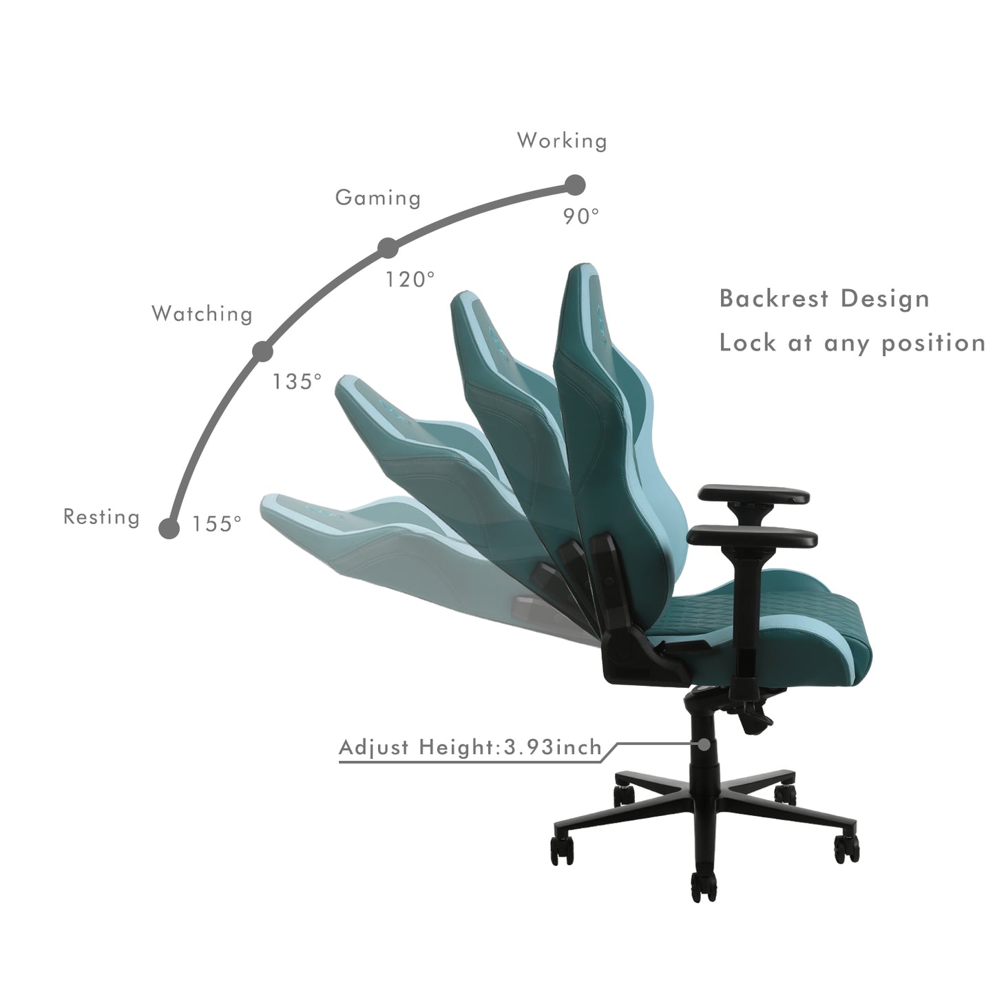 HOBOT Kilig Gaming Chair for Computer Game, Office and Racing Style Gamer, Comfy Ergonomic 360° Swivel Reclining High Back Chairs with Armrest Backrest Headrest Lumbar Support PU Leather,Green