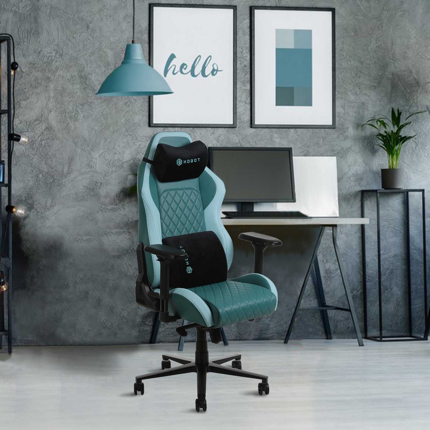 HOBOT Kilig Gaming Chair for Computer Game, Office and Racing Style Gamer, Comfy Ergonomic 360° Swivel Reclining High Back Chairs with Armrest Backrest Headrest Lumbar Support PU Leather,Green
