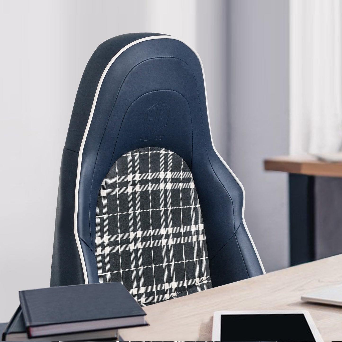 HOBOT Vesper height adjustable magnetic headrest Plaid fabric High Back PU Leather gaming Chair