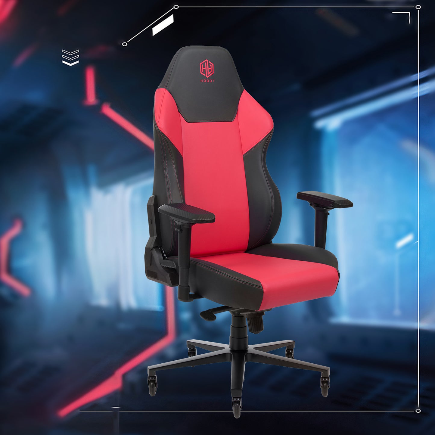 HOBOT Eclipse Ergonomic Gaming Chair Height Control - Red and black