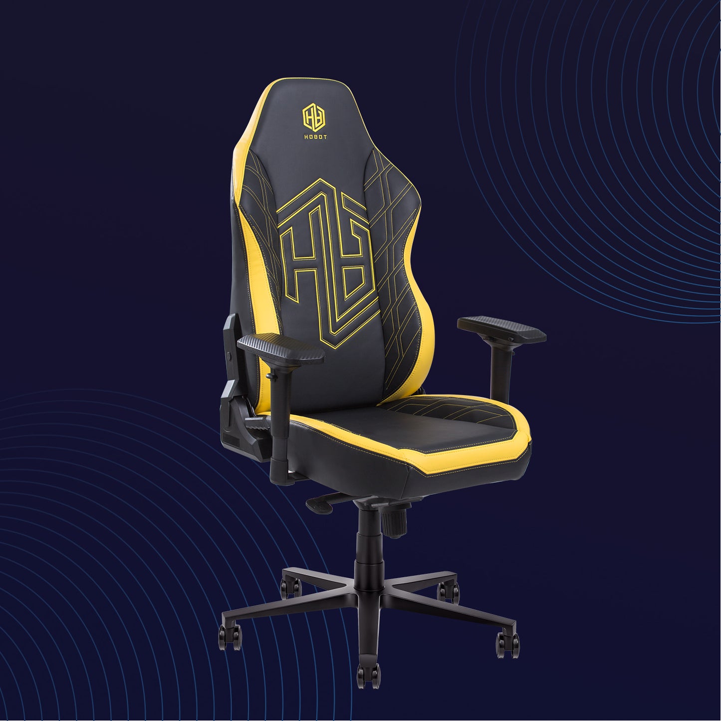 HOBOT Themis Gaming Chair - Ergonomic Office Chair 4D Armrest and Height Adjustable PU Leather Computer Chair with Lumbar Support, Black & Yellow