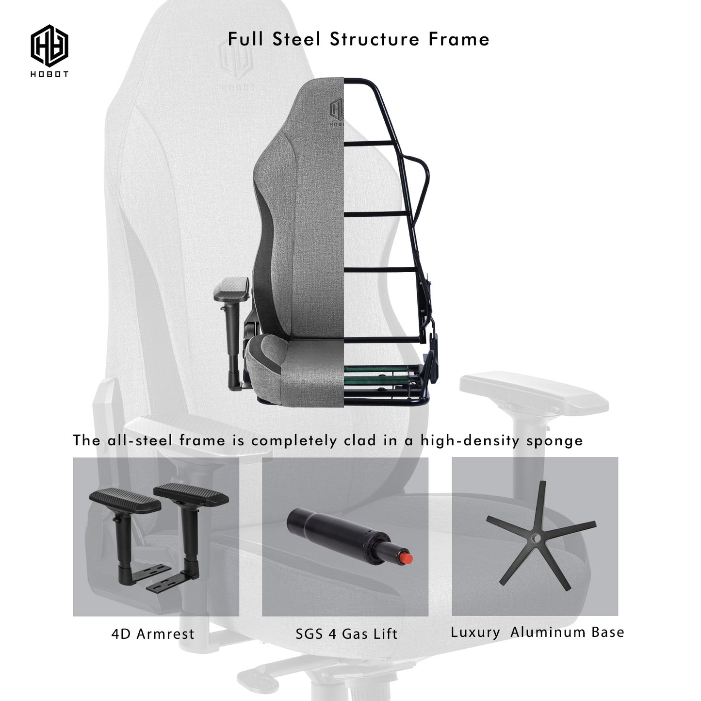 HOBOT Unicorn Ergonomic Gamer Racing Style Fabric Computer Gaming Chair with Lumbar Support,Grey
