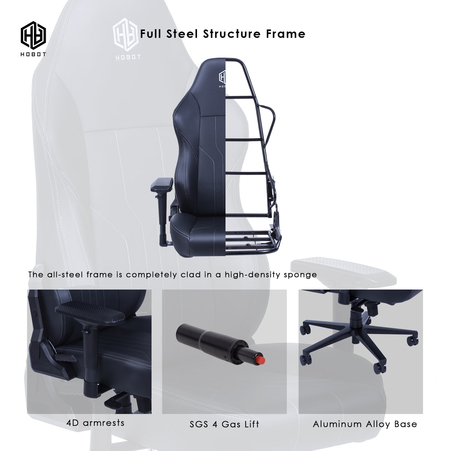 Hobot Noble Racing Gaming Chair PU Home Office Computer Chair 4D Adjustable Armrests