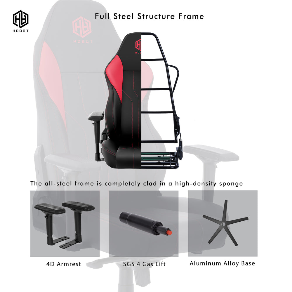 
                  
                    HOBOT Nobel Gaming Chair Racing Style Ergonomic High Back Computer Chair with Height Adjustment,Headrest and Lumbar Support E-Sports Swivel Chair,Red
                  
                