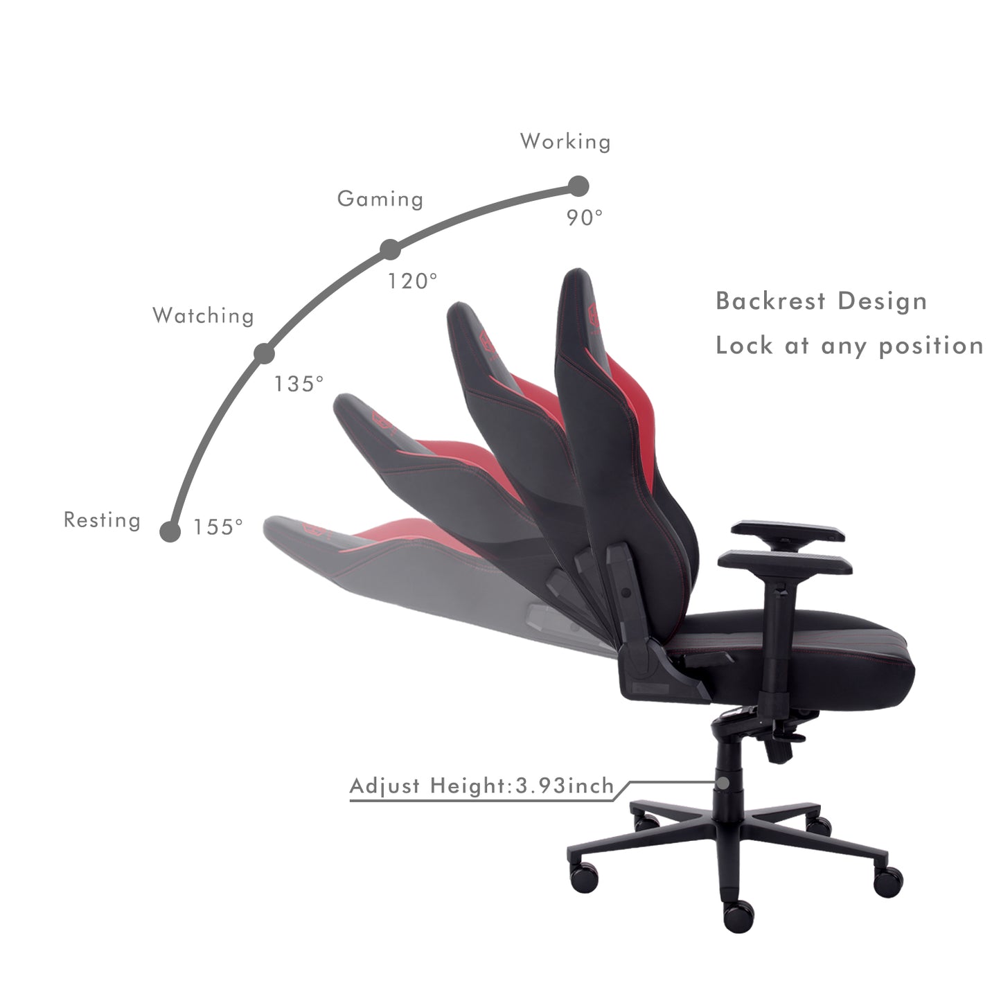HOBOT Nobel Gaming Chair Racing Style Ergonomic High Back Computer Chair with Height Adjustment,Headrest and Lumbar Support E-Sports Swivel Chair,Red