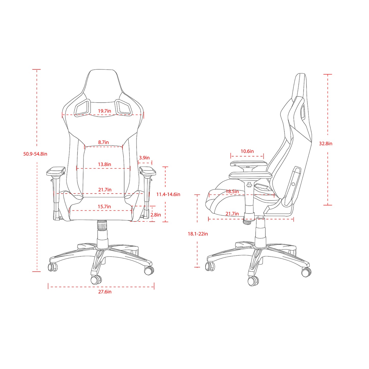 HOBOT Aviator Racing Style Gaming Chair, Reclining Ergonomic Chair，Plaid Cloth