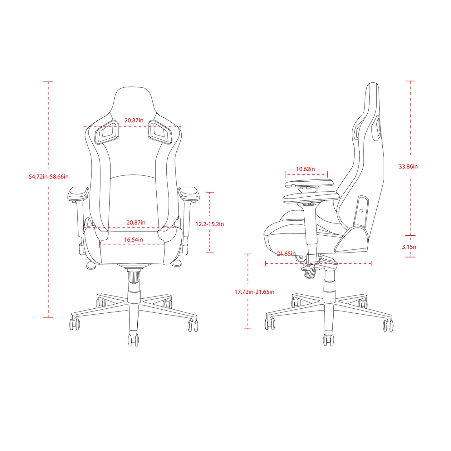 HOBOT Cherubic Computer PC gamer Racing Style Ergonomic Gaming Chair,White