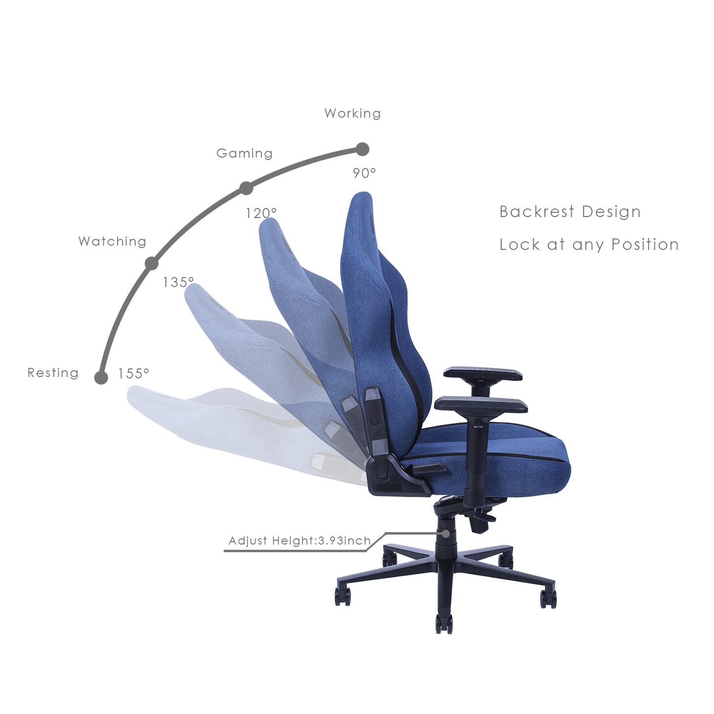 Hobot Narwhal Gaming Chair Office Chair High Back Fabric Computer Chair Ergonomic,Blue